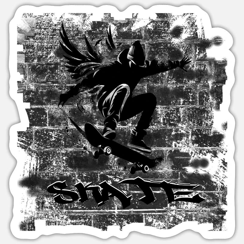 Skate - Sticker Größe S (10 x 10 cm) - Mattweiß