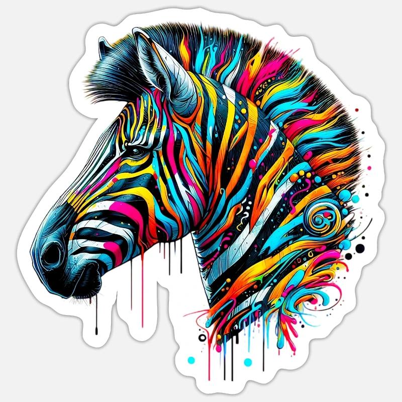 Zebra - Sticker Größe S (10 x 10 cm) - Mattweiß