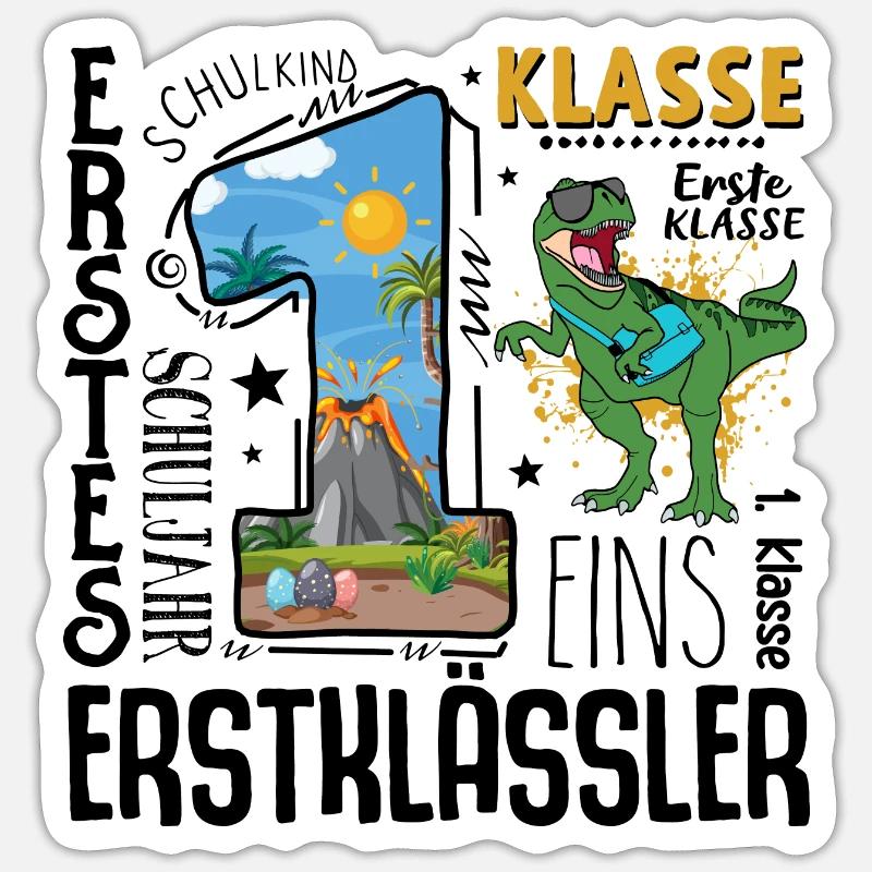 1st class Dino T-Rex - Sticker size S (10 x 10 cm) - white matte