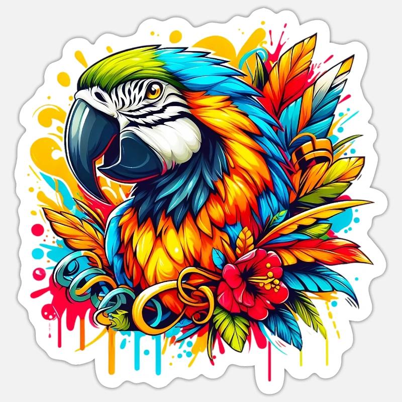 Papagei - Sticker Größe S (10 x 10 cm) - Mattweiß