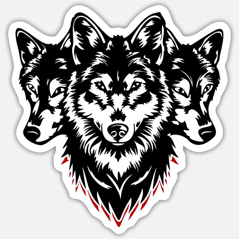 Wolf Kopf Rudel Sticker Größe S (10 x 10 cm)