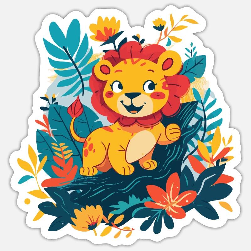 Löwe - Sticker Größe S (10 x 10 cm) - Mattweiß