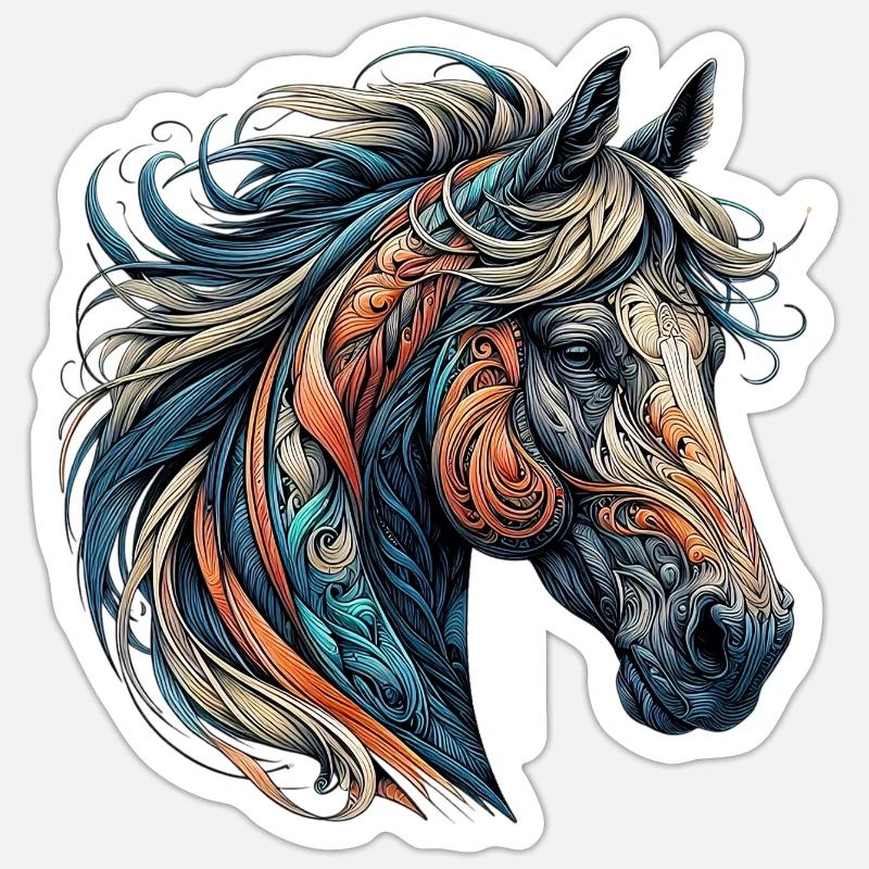 Cheval - Sticker taille S (10 x 10 cm) - blanc mat