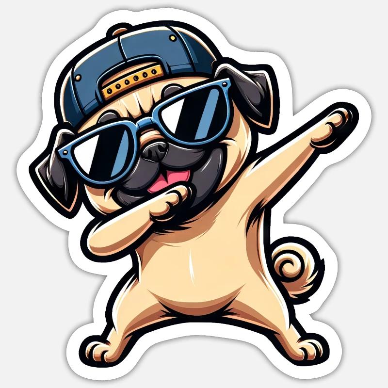 Cool Pug Dab Pose Funny Sticker size S (10 x 10 cm)