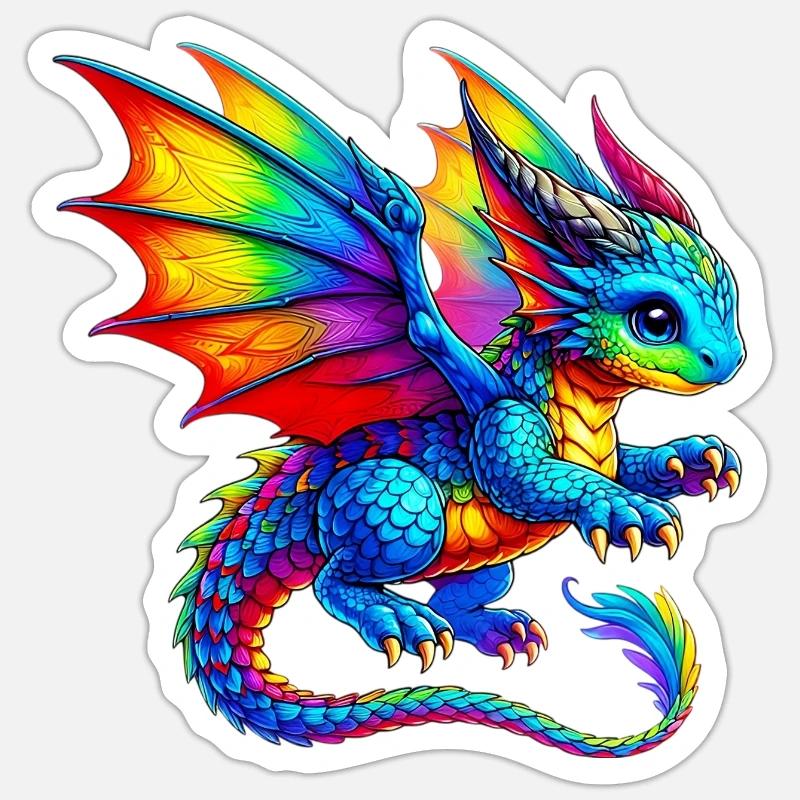 Dragon - Sticker taille S (10 x 10 cm) - blanc mat