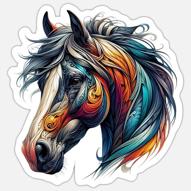 Cheval - Sticker taille S (10 x 10 cm) - blanc mat