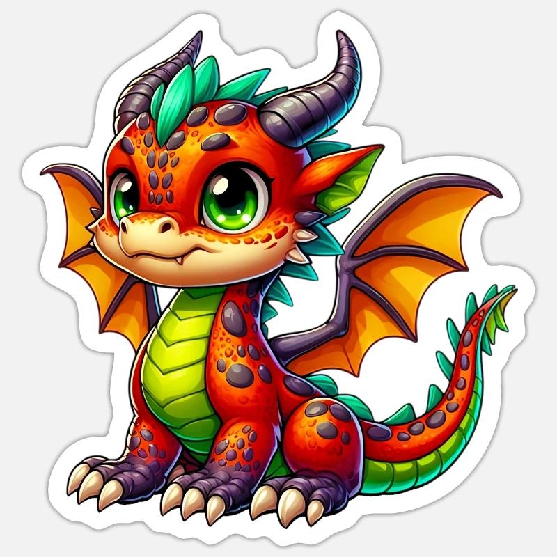 Drache - Sticker Größe S (10 x 10 cm) - Mattweiß