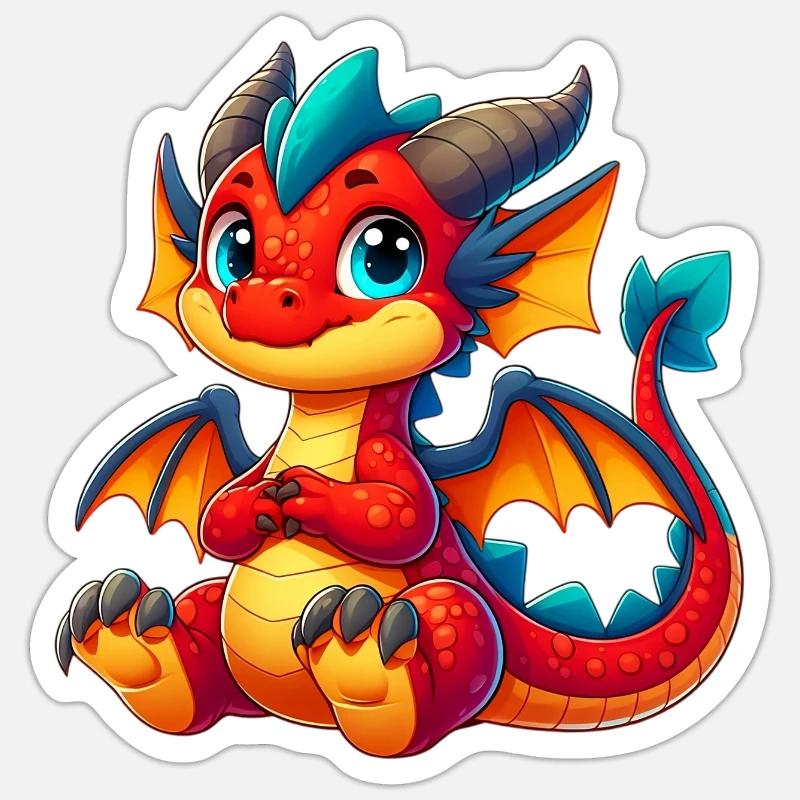 Drache - Sticker Größe S (10 x 10 cm) - Mattweiß