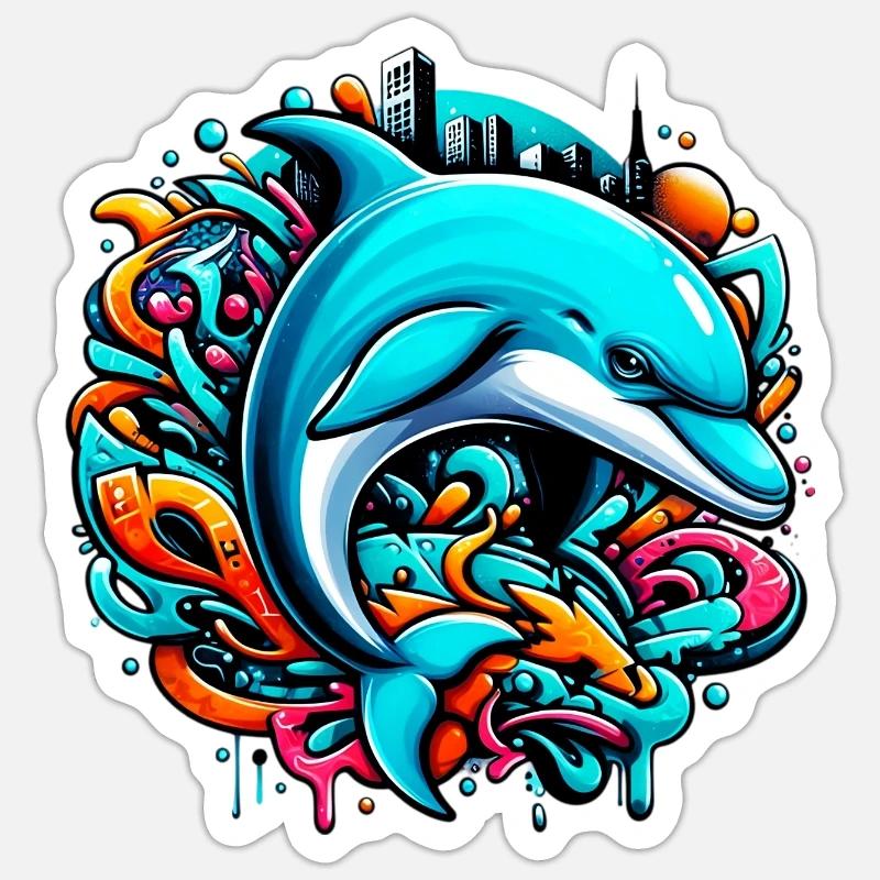 Delfin - Sticker Größe S (10 x 10 cm) - Mattweiß