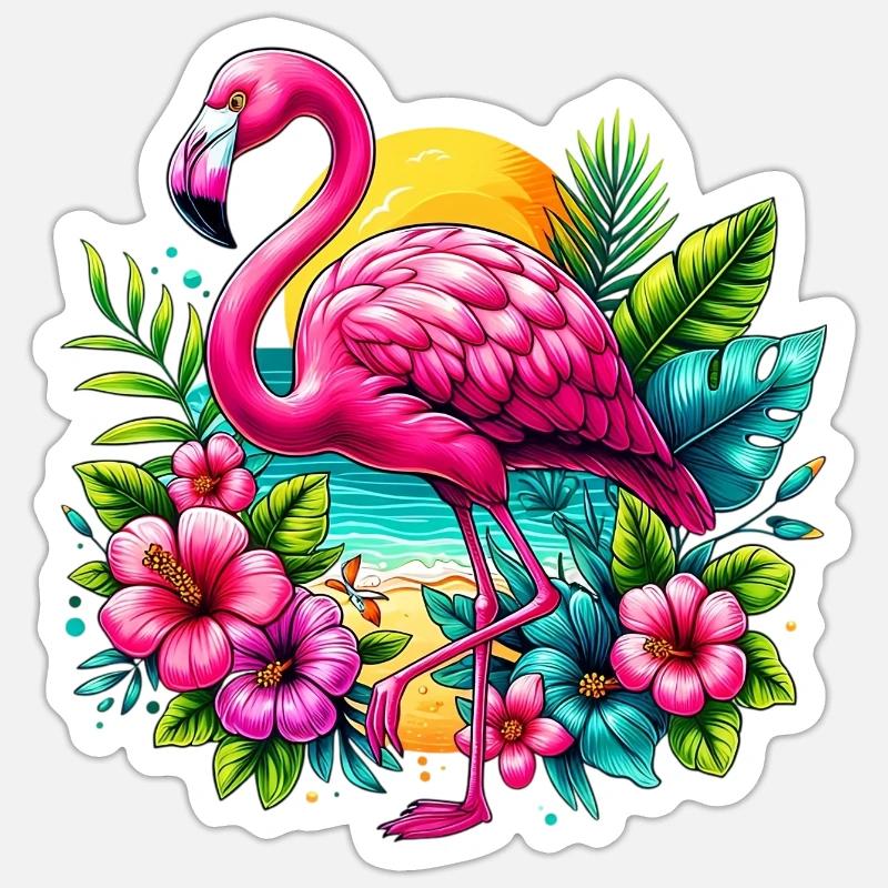 Flamingo - Sticker size S (10 x 10 cm) - white matte