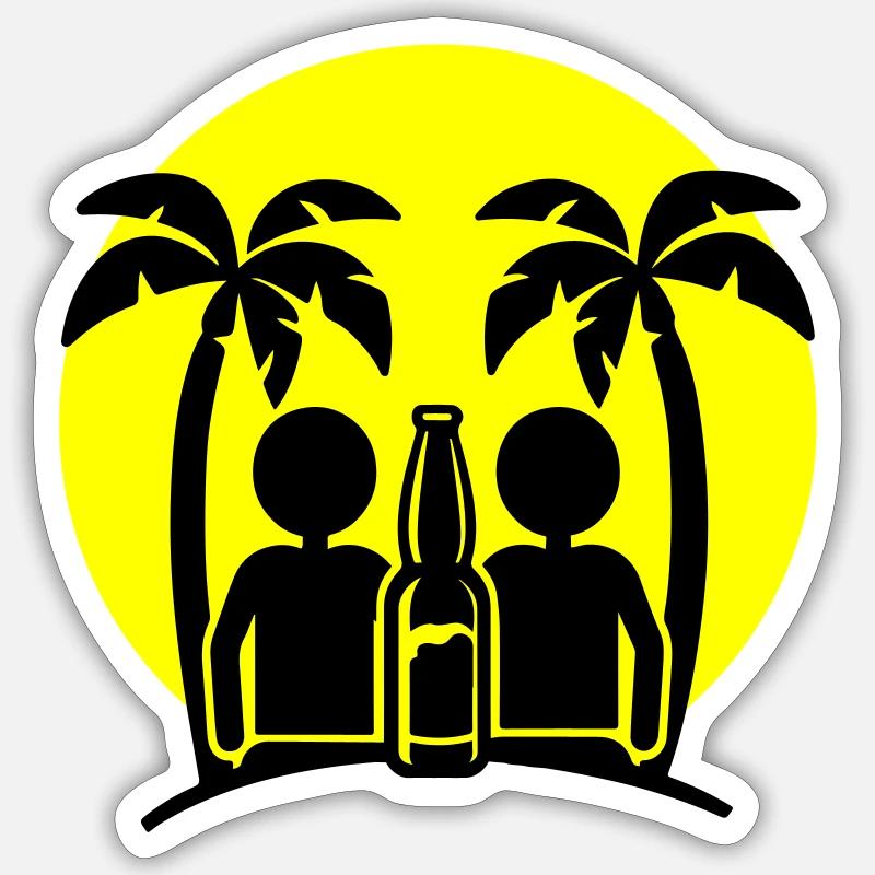 Island Beach Party Drinking - Sticker size S (10 x 10 cm) - white matte