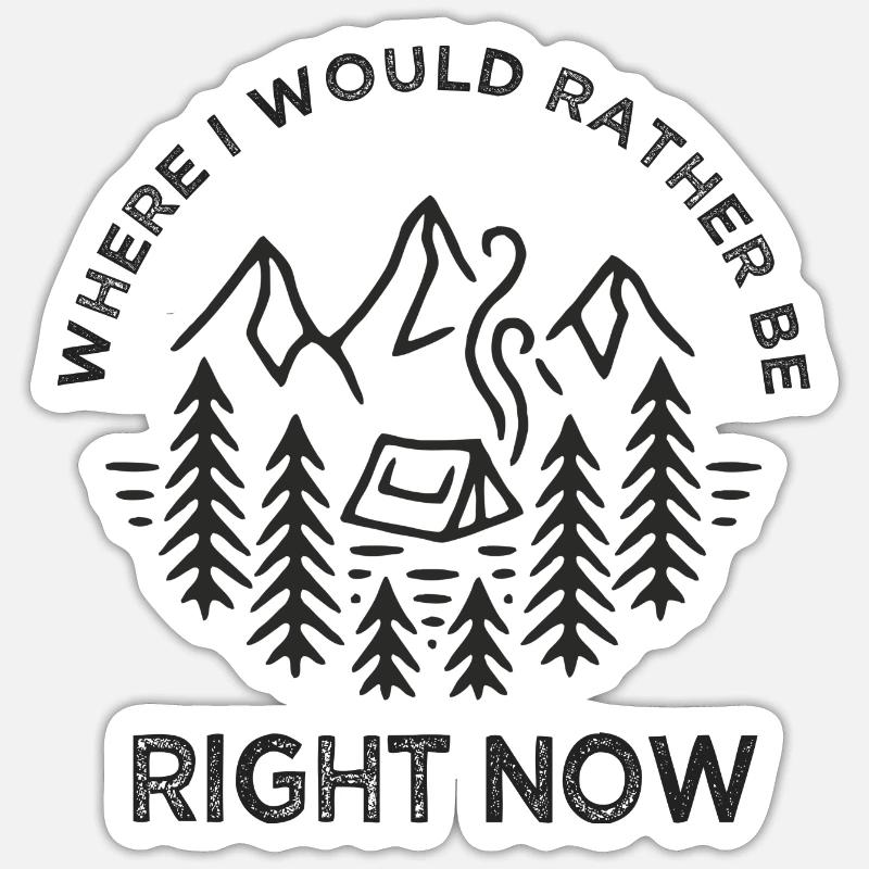 where i would rather be Hikking - Sticker taille S (10 x 10 cm) - blanc mat