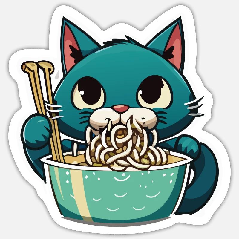 Cat Eats Instant Noldes - Sticker size S (10 x 10 cm) - white matte