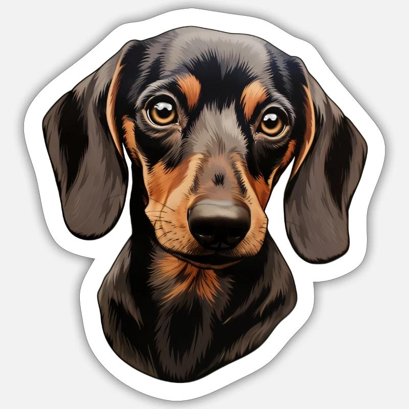 Teckel ou teckel - Sticker taille S (10 x 10 cm) - blanc mat