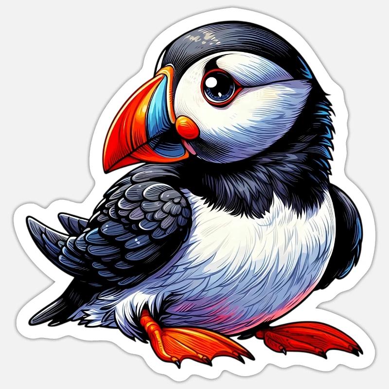 Macareux - Sticker taille S (10 x 10 cm) - blanc mat