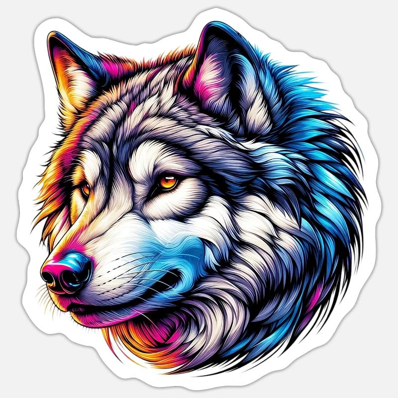 Loup - Sticker taille S (10 x 10 cm) - blanc mat