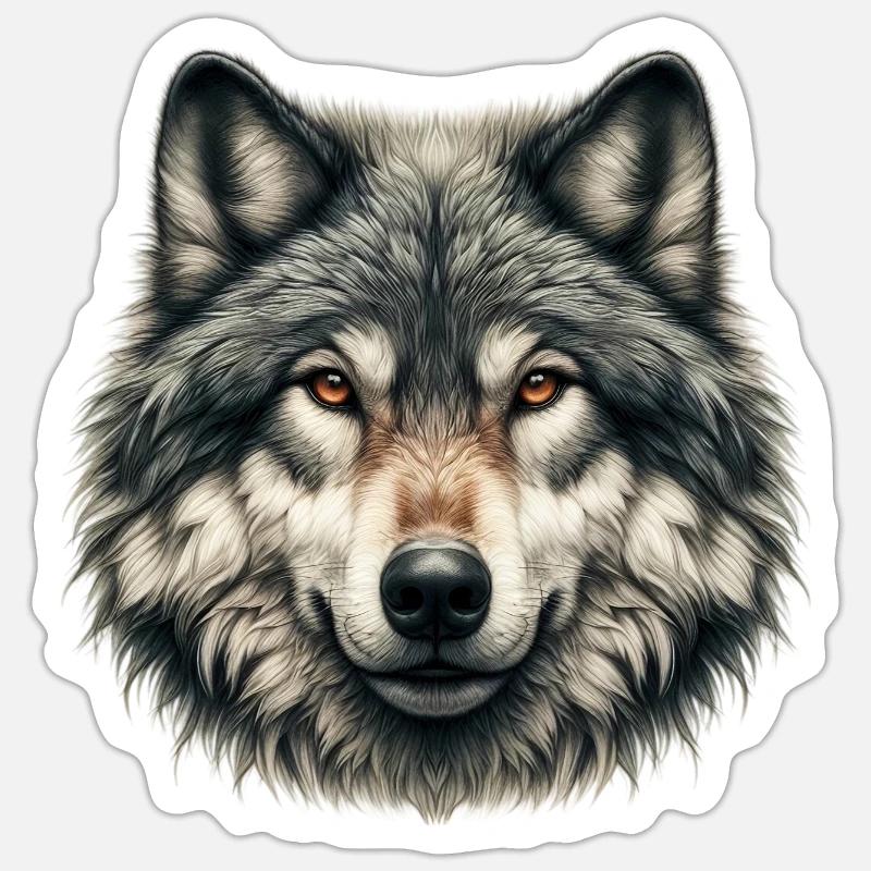 Loup - Sticker taille S (10 x 10 cm) - blanc mat