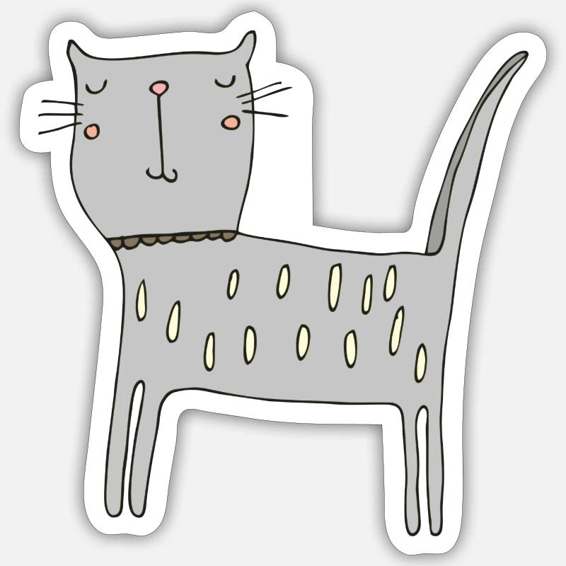katze grau - Sticker Größe S (10 x 10 cm) - Mattweiß