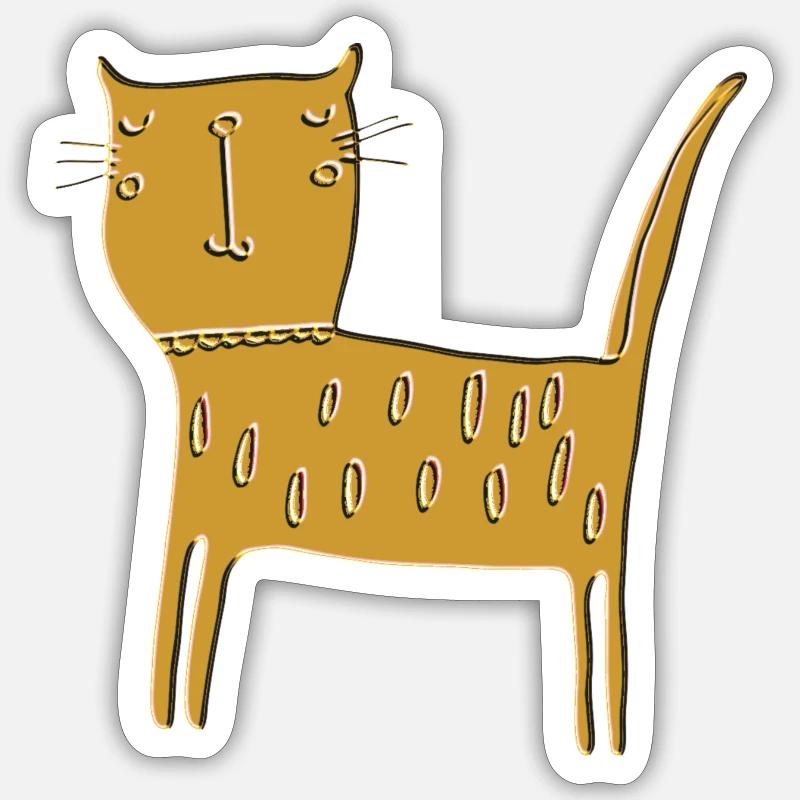 katze relief - Sticker Größe S (10 x 10 cm) - Mattweiß