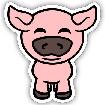 Petit Cochon Mignon Cochon Animal Amour - Sticker taille S (10 x 10 cm) - blanc mat - Devant