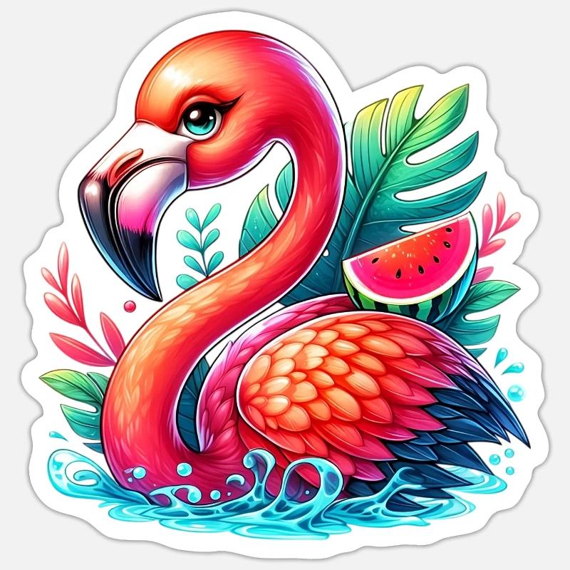Flamingo - Sticker size S (10 x 10 cm) - white matte