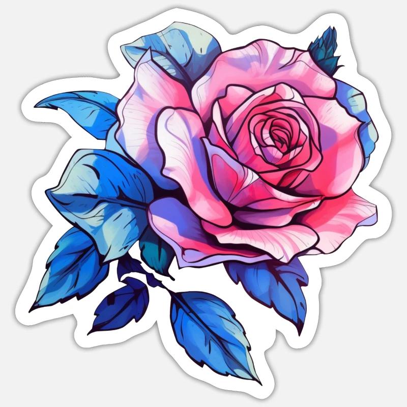Fleurs de roses - Rose - Sticker taille S (10 x 10 cm) - blanc mat
