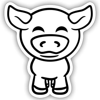 Petit Cochon Mignon Cochon Animal Amour - Sticker taille S (10 x 10 cm) - blanc mat - Devant