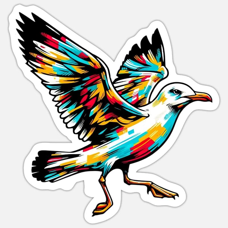 Mouette - Sticker taille S (10 x 10 cm) - blanc mat