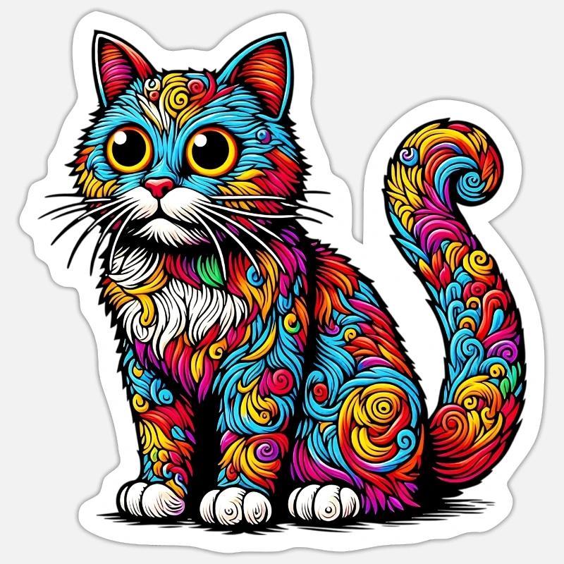 Katze - Sticker Größe S (10 x 10 cm) - Mattweiß