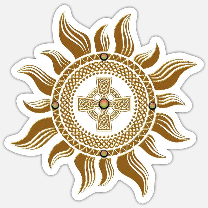La croix celtique dorée. Sticker taille S (10 x 10 cm)