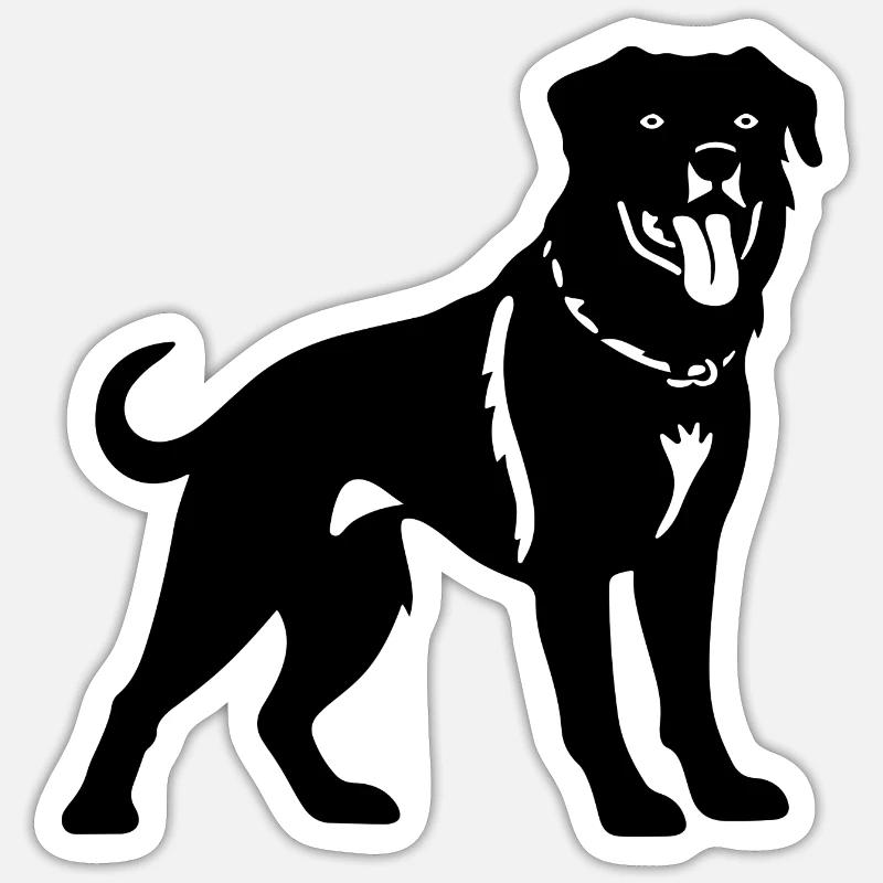 Chien Rottweiler - Sticker taille S (10 x 10 cm) - blanc mat