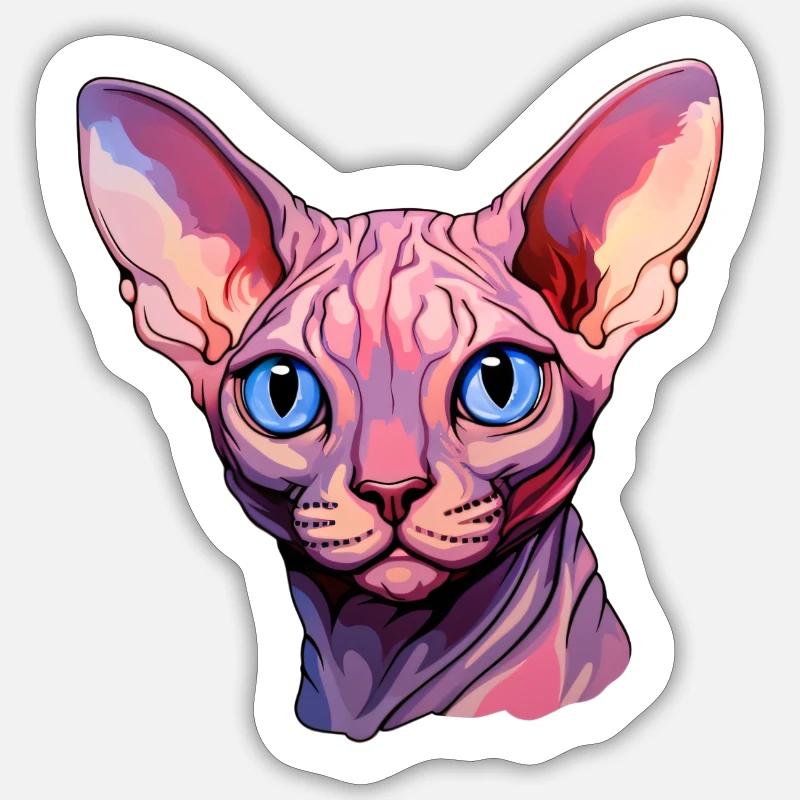 Sphynx Cat Head Sticker size S (10 x 10 cm)
