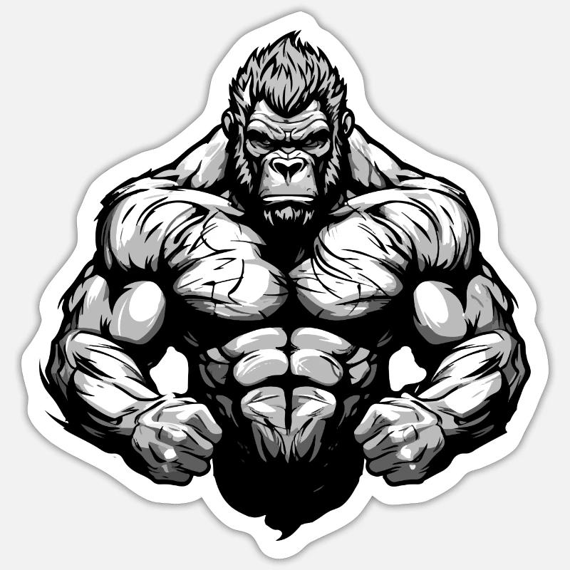 Gorilla Beast Musculation Muscles Sticker taille S (10 x 10 cm)