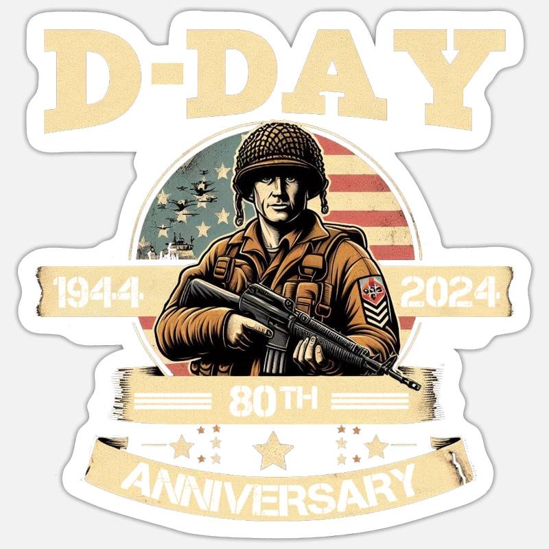 D-DAY 80 th ANNIVERSARY - Sticker size S (10 x 10 cm) - white matte