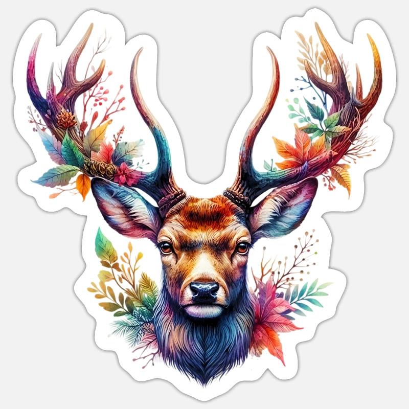 Hirsch - Sticker Größe S (10 x 10 cm) - Mattweiß