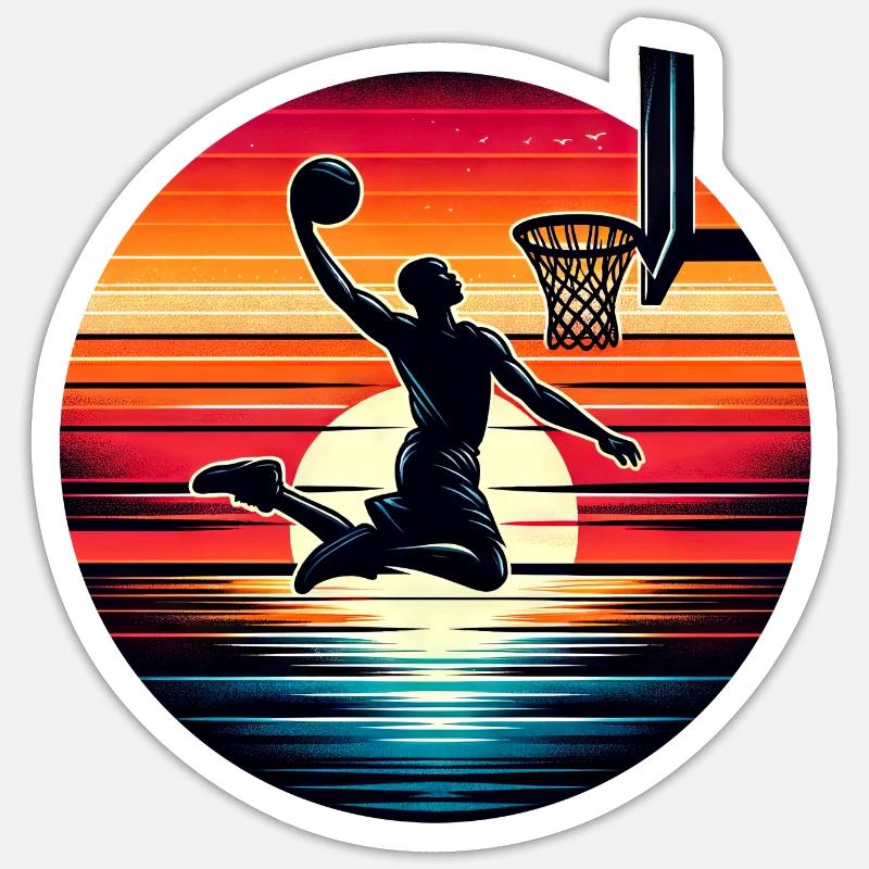Basket-ball Basketteurs Joueurs - Sticker taille S (10 x 10 cm) - blanc mat