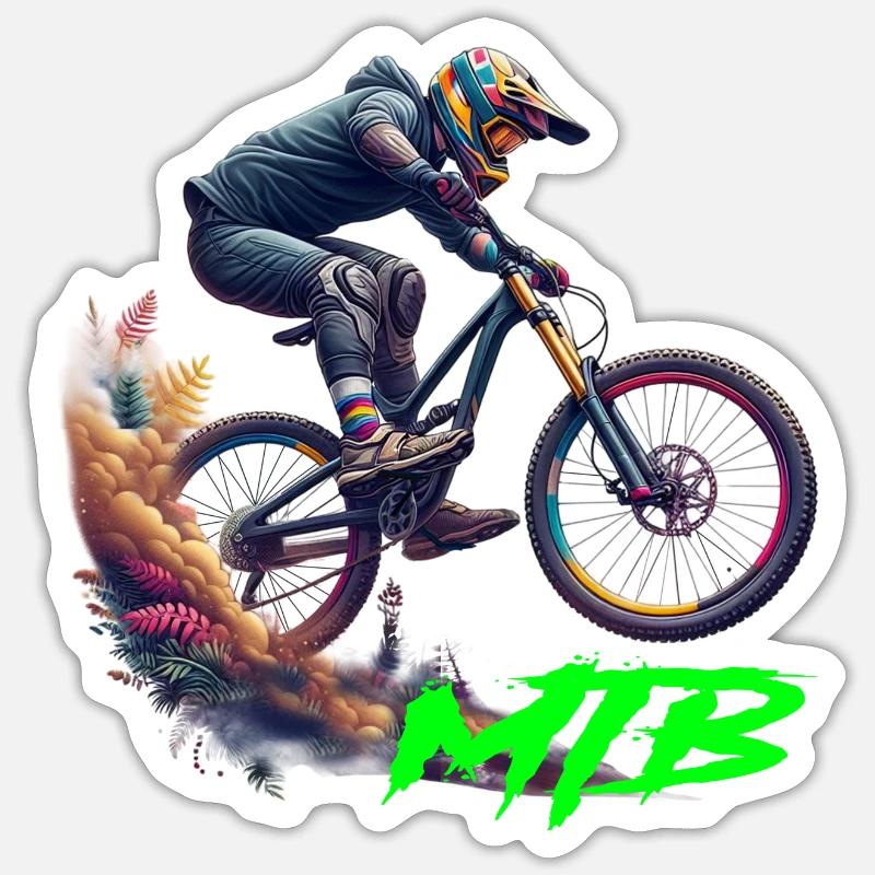 MTB cykel - Sticker størrelse S (10 x 10 cm) - mat hvid