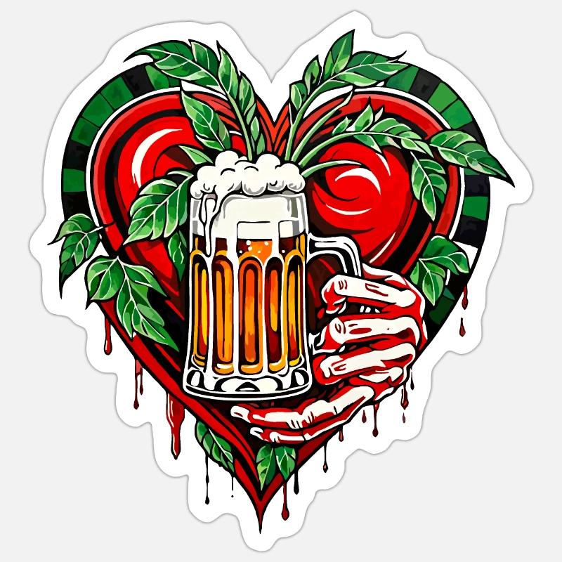 Ich liebe Bier - Sticker Größe S (10 x 10 cm) - Mattweiß