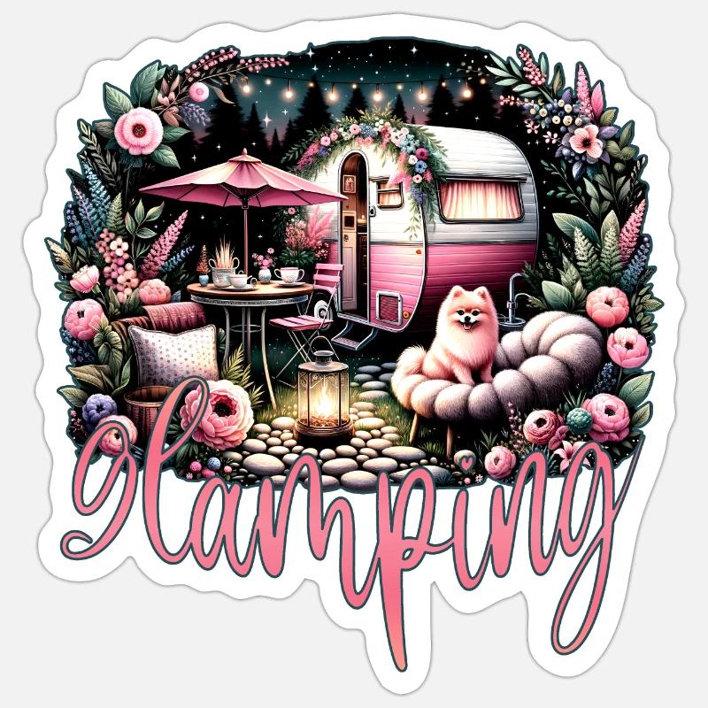 Glamping - a made-up word - Sticker size S (10 x 10 cm) - white matte