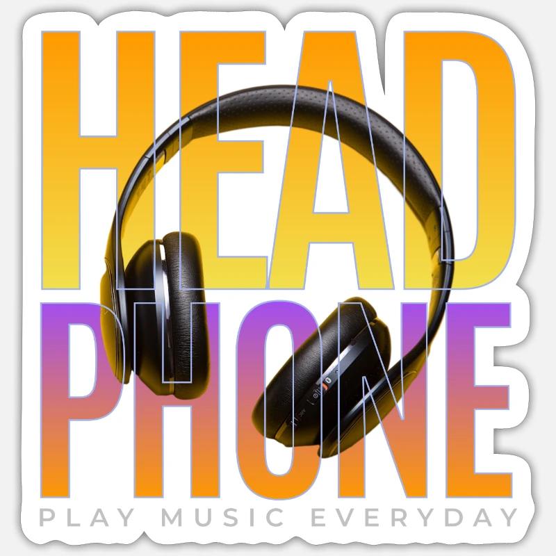 Head Phone - Sticker Größe S (10 x 10 cm) - Mattweiß