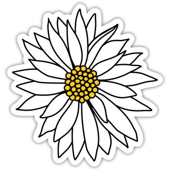 fleur blanche - Sticker taille S (10 x 10 cm) - blanc mat - Devant