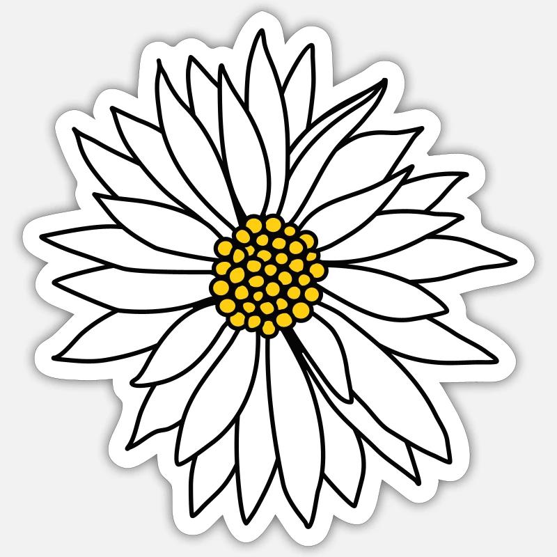 fleur blanche Sticker taille S (10 x 10 cm)
