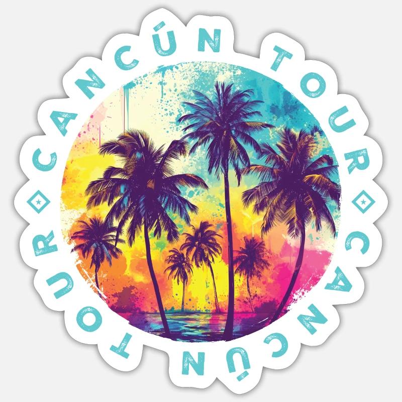 Cancun Palm Trees Tour - Sticker size S (10 x 10 cm) - white matte