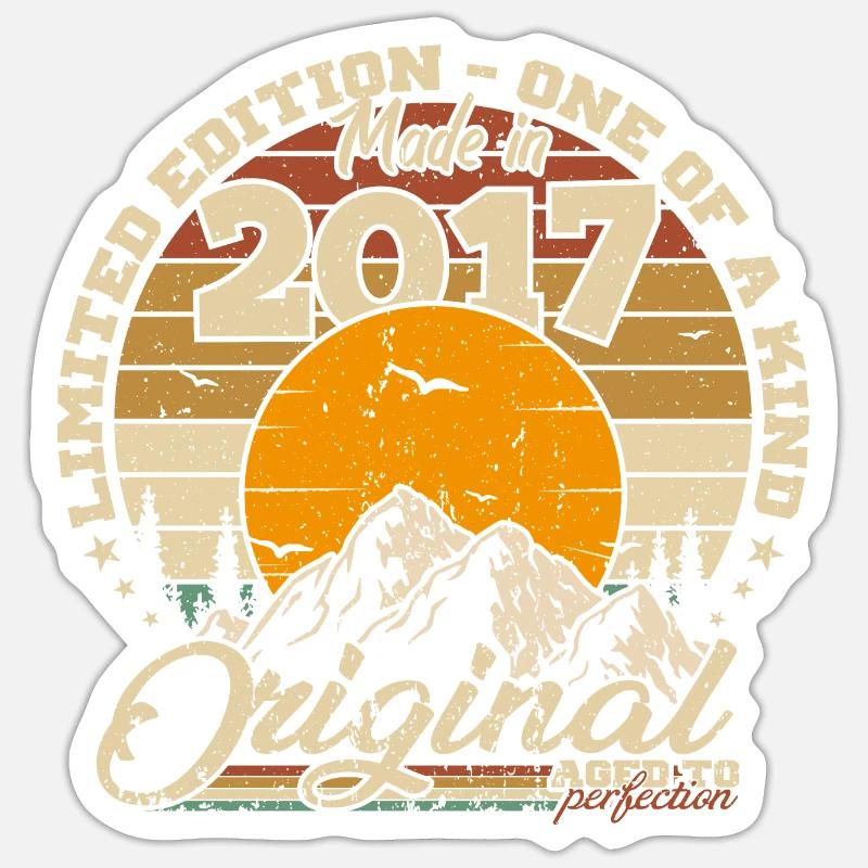 Made in 2017 Geburtstagsgeschenk 2017 Retro 2017 Sticker Größe S (10 x 10 cm)