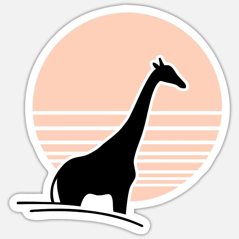 Girafe devant le soleil Sticker taille S (10 x 10 cm)