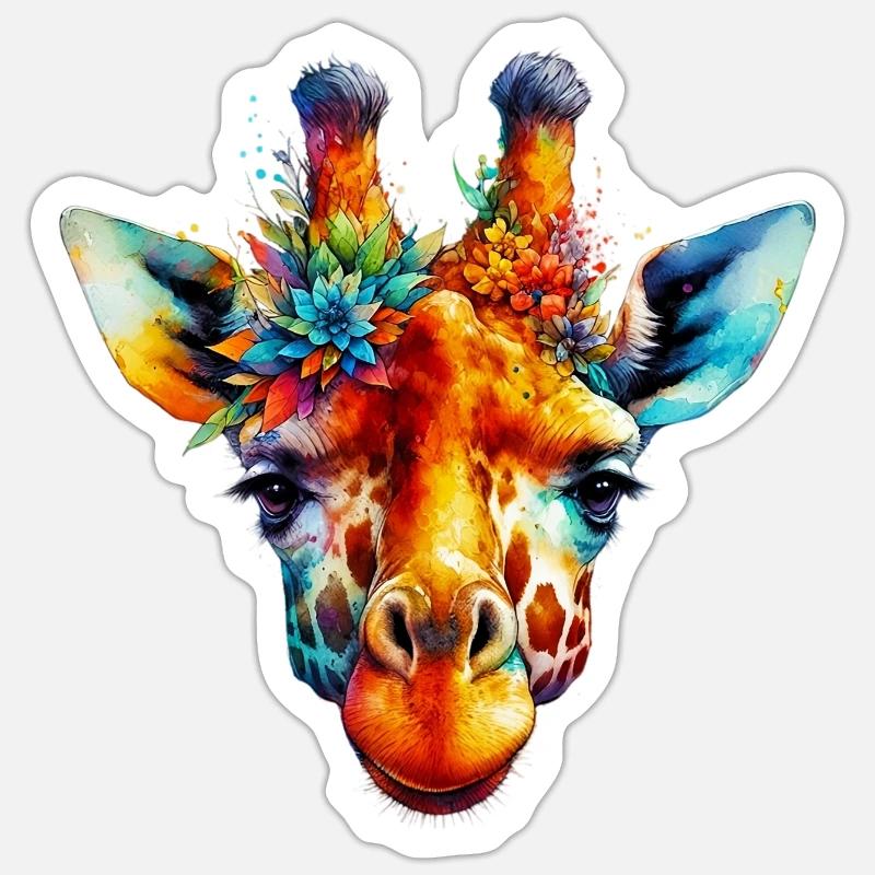 Girafe - Sticker taille S (10 x 10 cm) - blanc mat