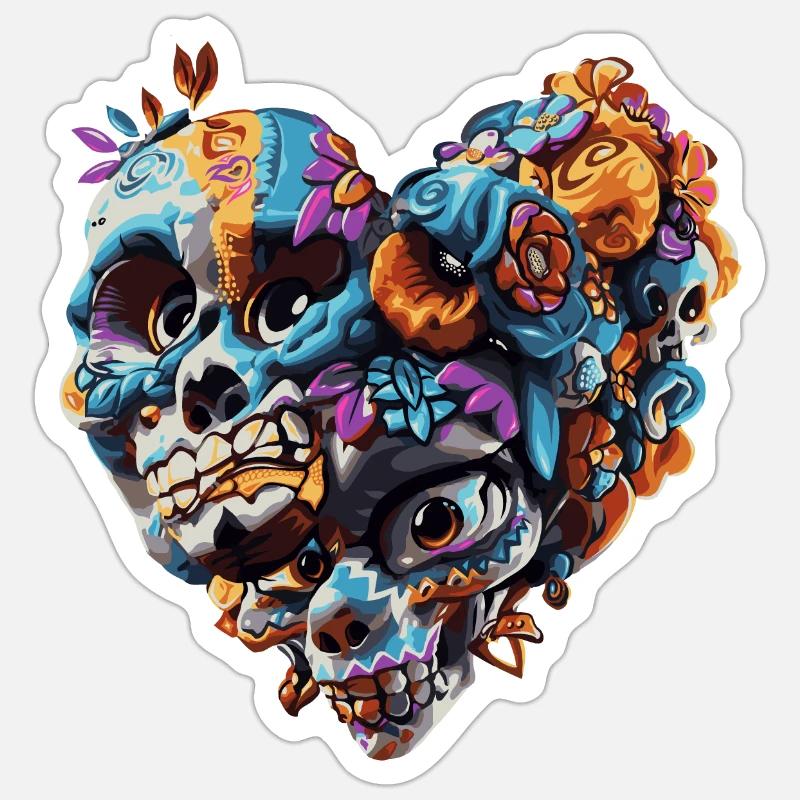 Herz-Schädel Sticker Größe S (10 x 10 cm)