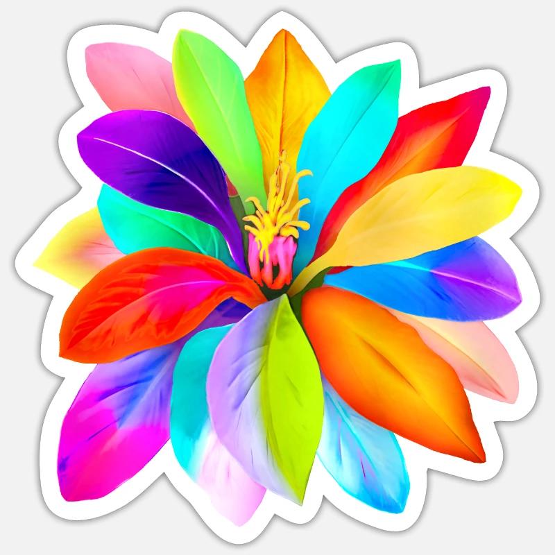 Fleur arc-en-ciel de la diversité, de la tolérance et de l’amour - Sticker taille S (10 x 10 cm) - blanc mat