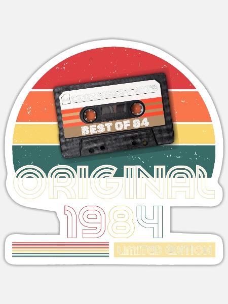 1984 Vintage Retro Geburtstagsgeschenk auf T-Shirt - Sticker Größe S (10 x 10 cm) - Mattweiß