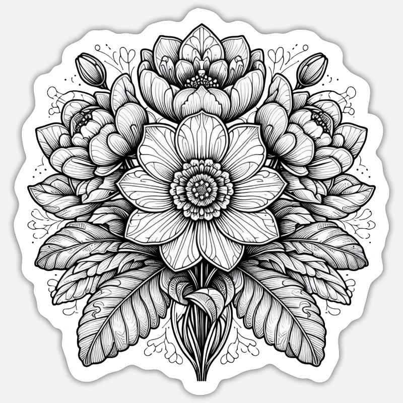 Fleur - Sticker taille S (10 x 10 cm) - blanc mat